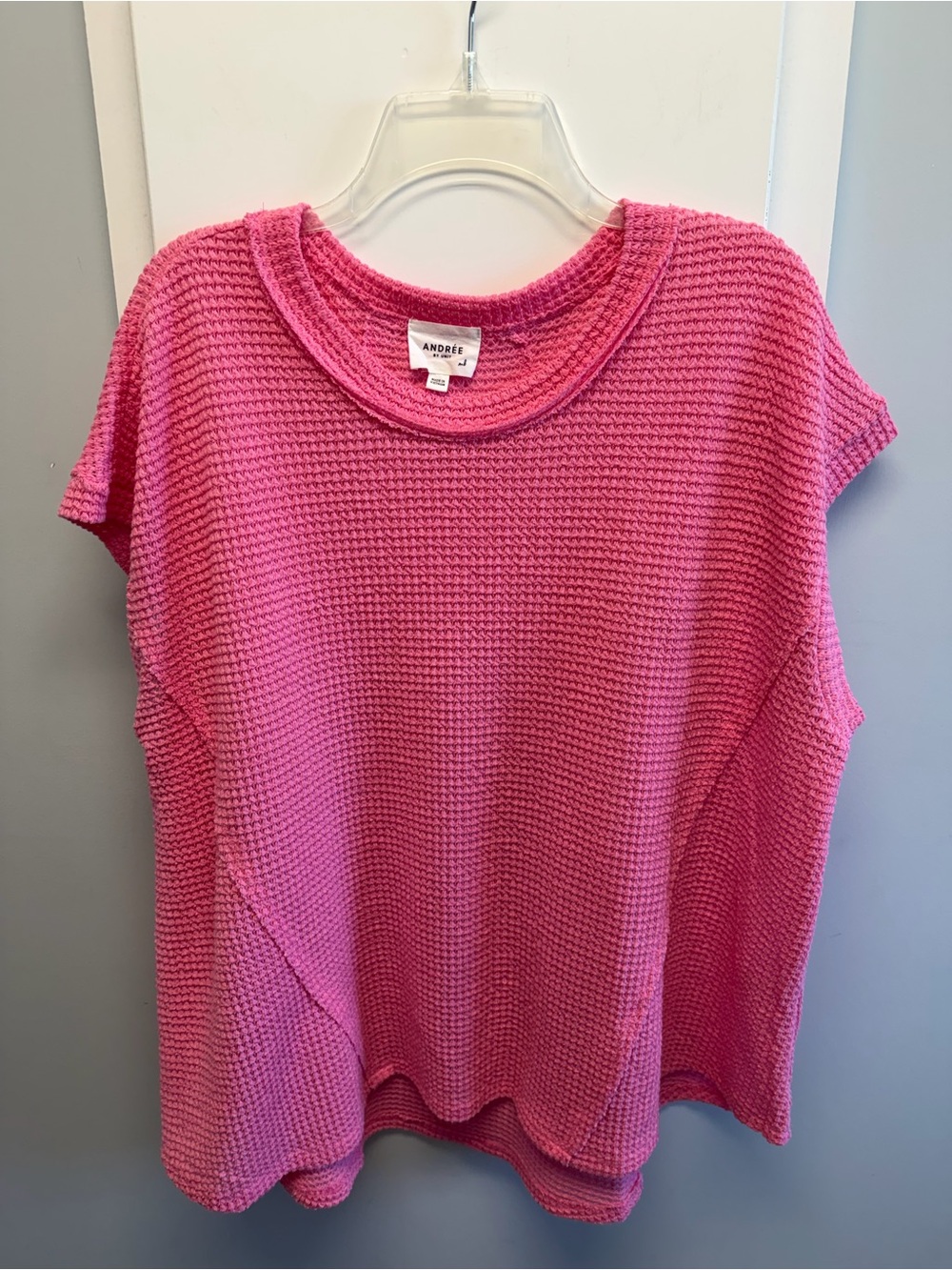 Andree Pink Waffle Knit Women's Top